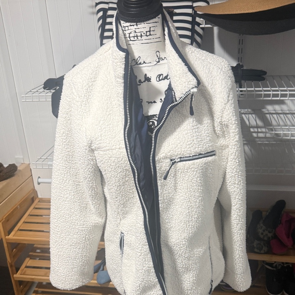 Women's White Sherpa Zip-Up Hoodie